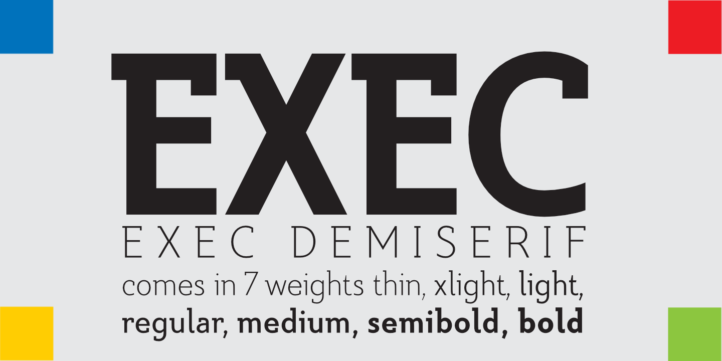 Пример шрифта Exec Demiserif Medium